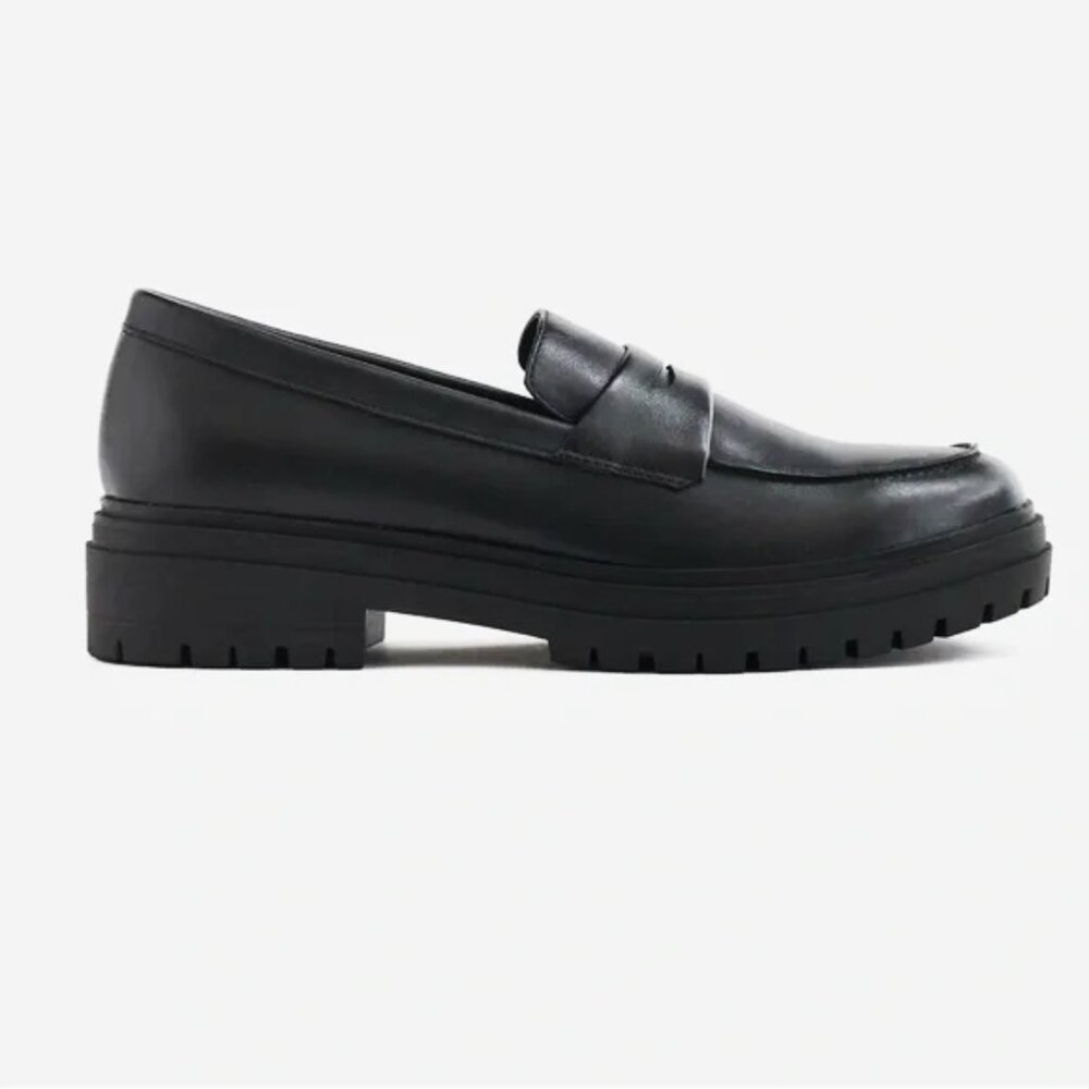 Quince Italian Leather Lug Sole Loafer Black 6